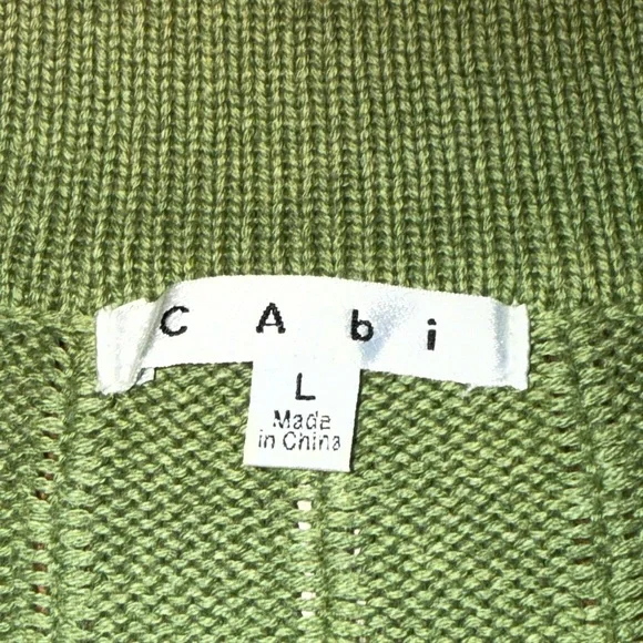 Green Sweater Collard L Applique Design Floral Snap Close 3/4 Sleeve Feminine - Picture 6 of 10